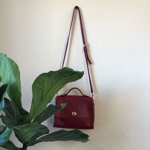 COACH red court bag with gold hardware